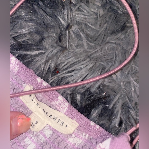 LA hearts floral purple and white crop top - Picture 5 of 5